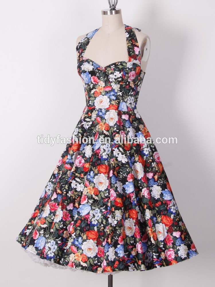 レトロ印刷50年代スイングビンテージドレス-プラスサイズドレス、スカート問屋・仕入れ・卸・卸売り