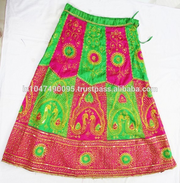 インドの古いアンティーク長いスカートmirrirワークフル手刺繍-プラスサイズドレス、スカート問屋・仕入れ・卸・卸売り