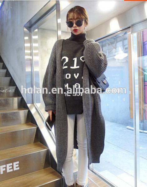秋2015カジュアルロングスリーブプレーンオープンフロント韓国風のファッションの女性のカーディガン-セーター問屋・仕入れ・卸・卸売り