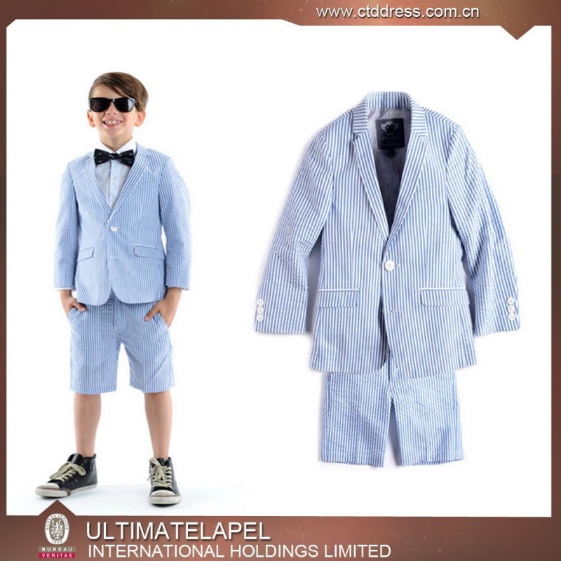 新しい高品質ブルー2015arrvingシアサッカーの男の子のパンツスーツ-スーツ、タキシード問屋・仕入れ・卸・卸売り