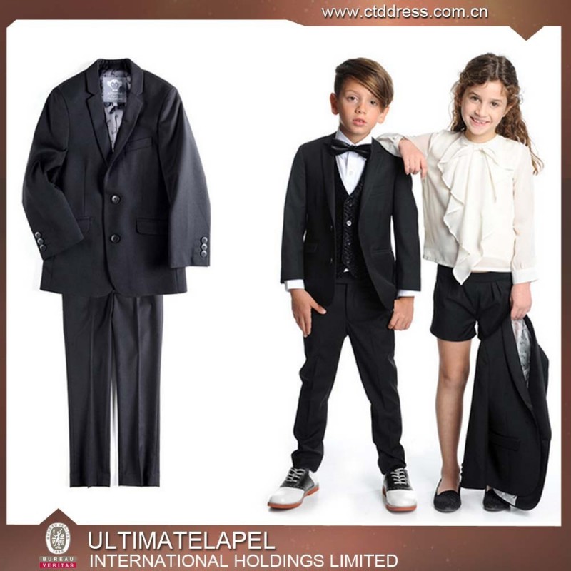 新しい高品質の100％2015arrvingウール黒スーツ子供の結婚式-スーツ、タキシード問屋・仕入れ・卸・卸売り