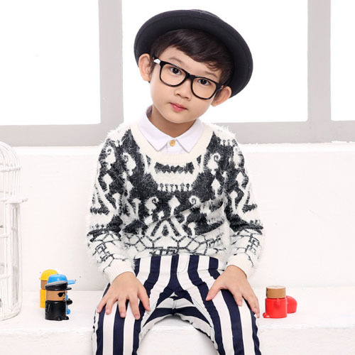 ファッションデザインtbx18009韓国スタイルの綿のプリントパターンニットファッションセーター男の子のための-キッズ服　セーター問屋・仕入れ・卸・卸売り