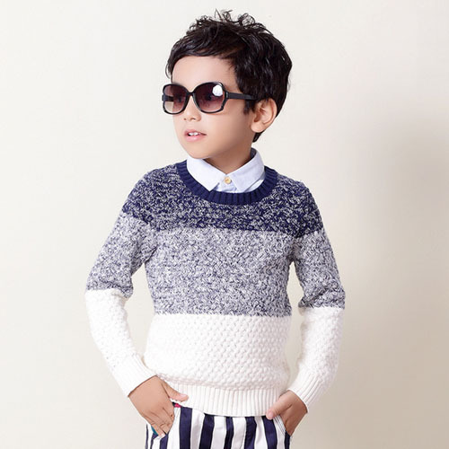 ファッションデザイン韓国語tbx18007スタイルの光の色がマッチニットファッションセーター男の子のための-キッズ服　セーター問屋・仕入れ・卸・卸売り