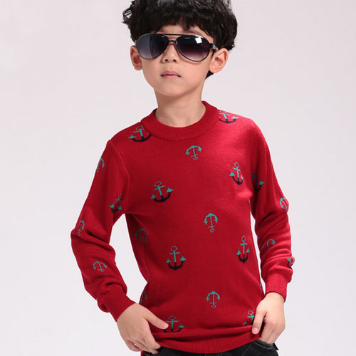 韓国スタイルtbx180392014年フック印刷された綿o- ネックソリッドカラーファッションの男の子のセーター-キッズ服　セーター問屋・仕入れ・卸・卸売り