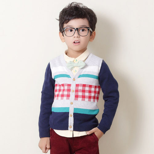 韓国スタイルtbx18004格子縞のファッションデザインのパターンが印刷された男の子のためのファッションセーター-キッズ服　セーター問屋・仕入れ・卸・卸売り