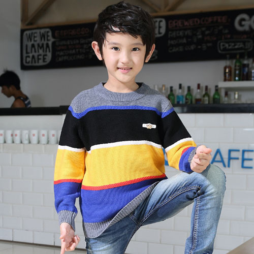 綿ストライプtbx18022韓国スタイルの色がマッチ最上位デザインのファッション男の子セーター-キッズ服　セーター問屋・仕入れ・卸・卸売り