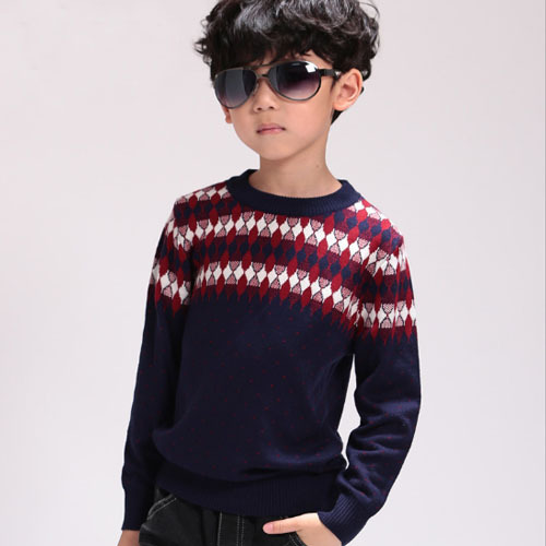 韓国スタイルtbx180402014年スポット綿印刷されたカラーマッチしたo- ネックファッション男の子セーター-キッズ服　セーター問屋・仕入れ・卸・卸売り