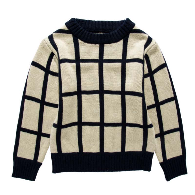 古典的な格子縞の子供cb5060韓国のデザインプルオーバーセーター-キッズ服　セーター問屋・仕入れ・卸・卸売り