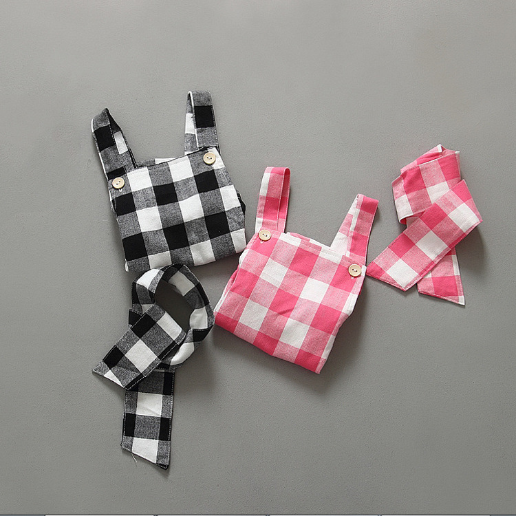 YF7243新しいスタイル2016子供服女の子赤ちゃんグリッドジャンプスーツ+スカーフ-キッズ服　シャツ、トップス問屋・仕入れ・卸・卸売り