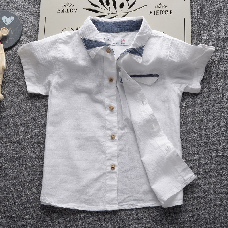 YE2114新しいスタイル2016夏男の子トップス半袖白子供シャツ-キッズ服　シャツ、トップス問屋・仕入れ・卸・卸売り