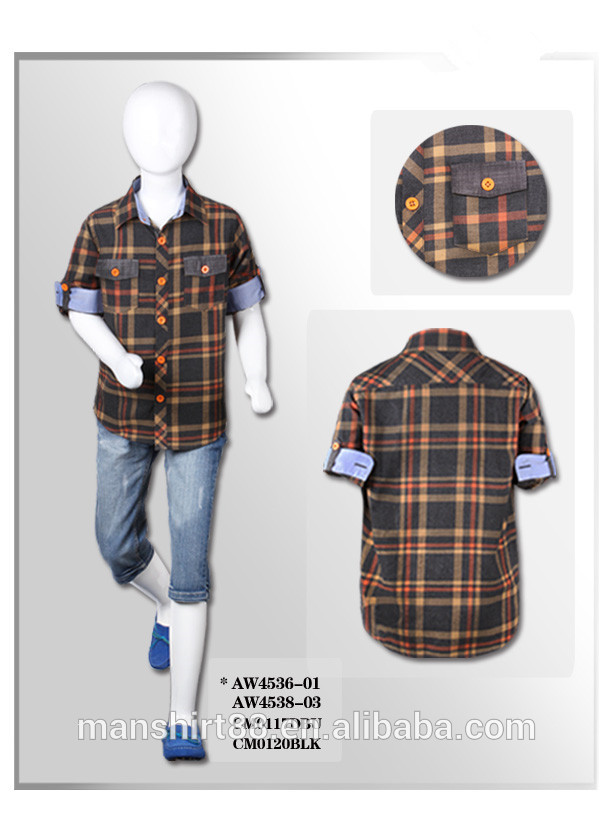 2つのポケットフランネルシャツ子供シャツ男の子-キッズ服　シャツ、トップス問屋・仕入れ・卸・卸売り