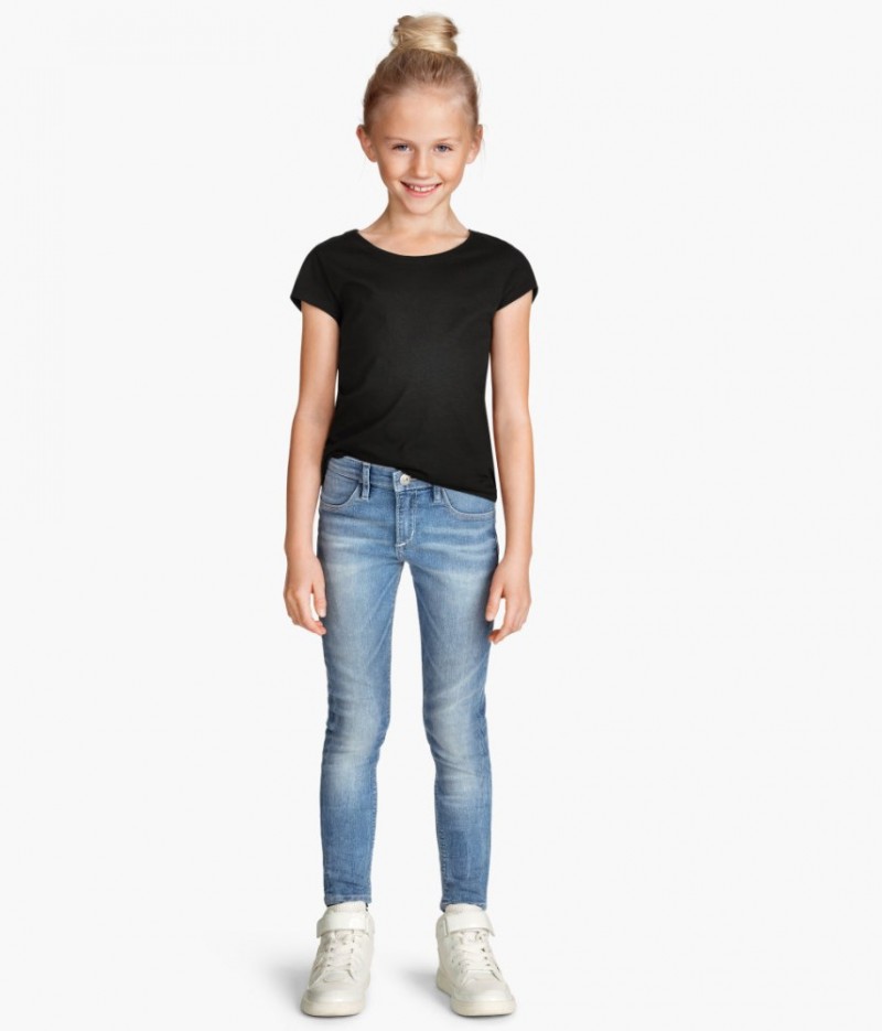 スキニーフィットの女の子は超高品質のハイウエストジーンズ-キッズ服　ジーンズ問屋・仕入れ・卸・卸売り