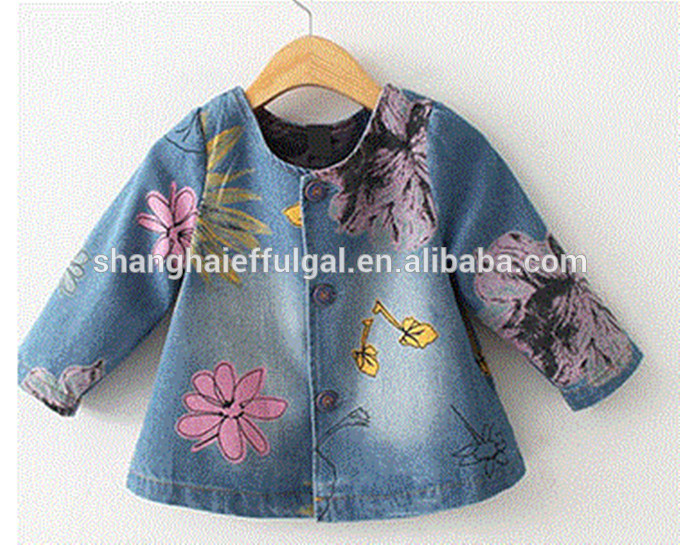 2016春の赤ちゃんの女の子防風防水プリントジーンズジャケット-キッズ服　ジーンズ問屋・仕入れ・卸・卸売り