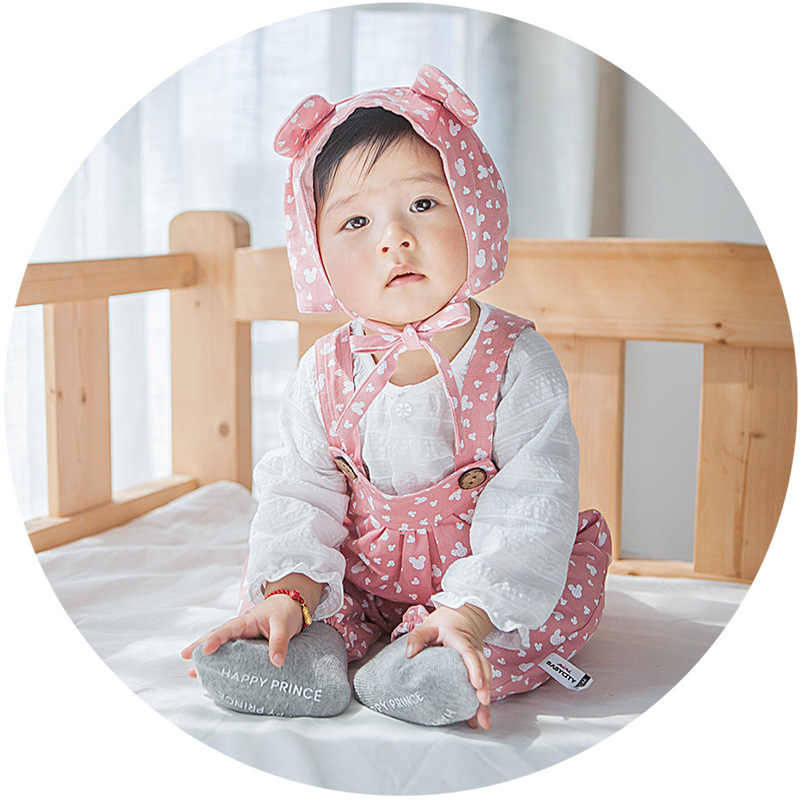 YF7392熱い販売2016最新スタイル印刷子供オーバーオール+帽子赤ちゃん服-キッズ服　セット問屋・仕入れ・卸・卸売り