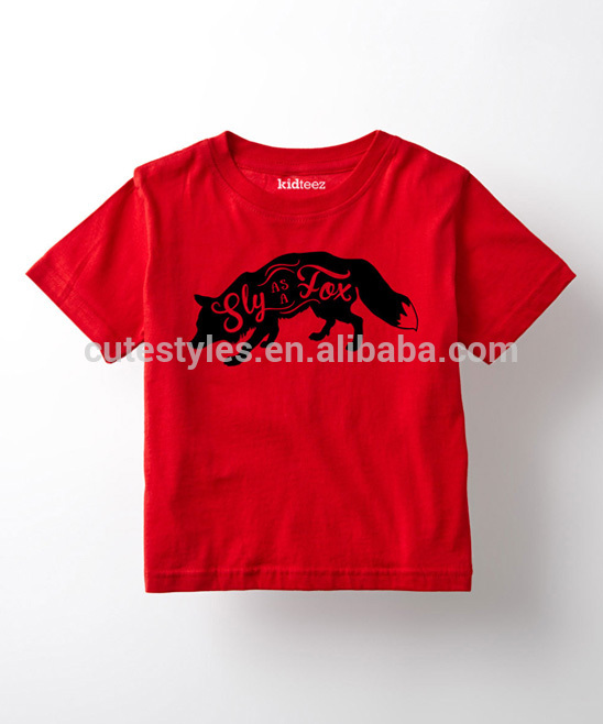 卸売綿の子供の男の子2015t- シャツ赤キツネＳＬＹとして半袖tシャツ短い- z-bt80812-17・幼児の子供身に着けている-キッズ服　Tシャツ問屋・仕入れ・卸・卸売り