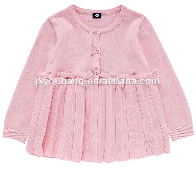 子供のラウンドネックロングスリーブプルオーバーのセータードレス-キッズ服　セーター問屋・仕入れ・卸・卸売り