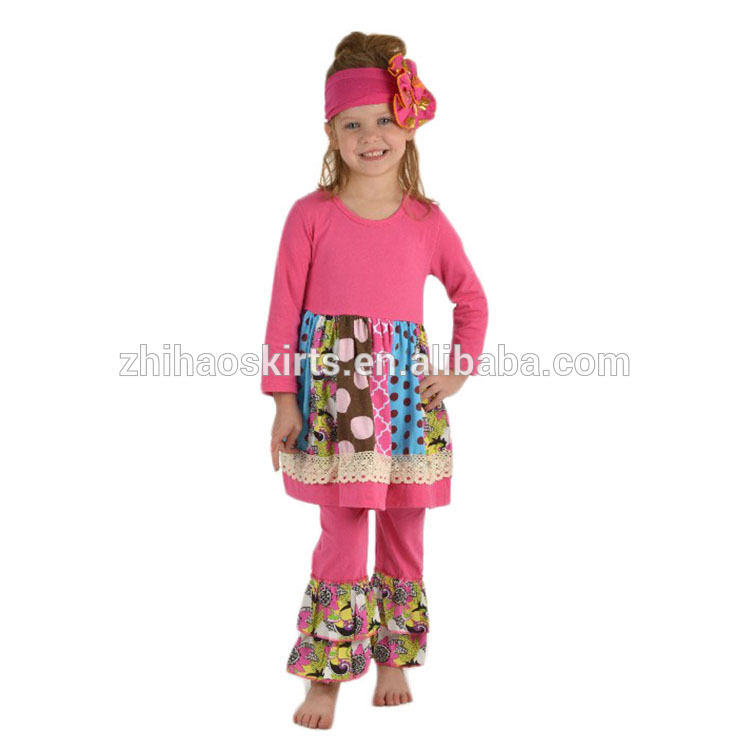 美しい大人の女の子ホットピンクニットコットンカスタマイズプリント赤ちゃんの女の子冬服-キッズ服　セット問屋・仕入れ・卸・卸売り