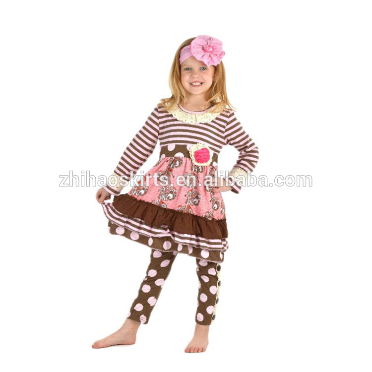 最新のアメリカ子供着用冬長袖かわいいポルカドット女の子のスポーツ服セット-キッズ服　セット問屋・仕入れ・卸・卸売り