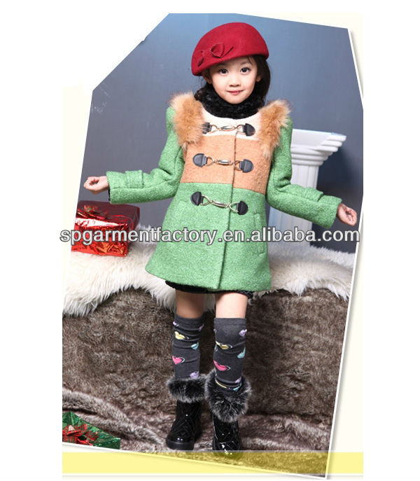 子供用ヘアカラーは暖かいオーバーコート-ジュニア服（女）ジャケット、コート問屋・仕入れ・卸・卸売り