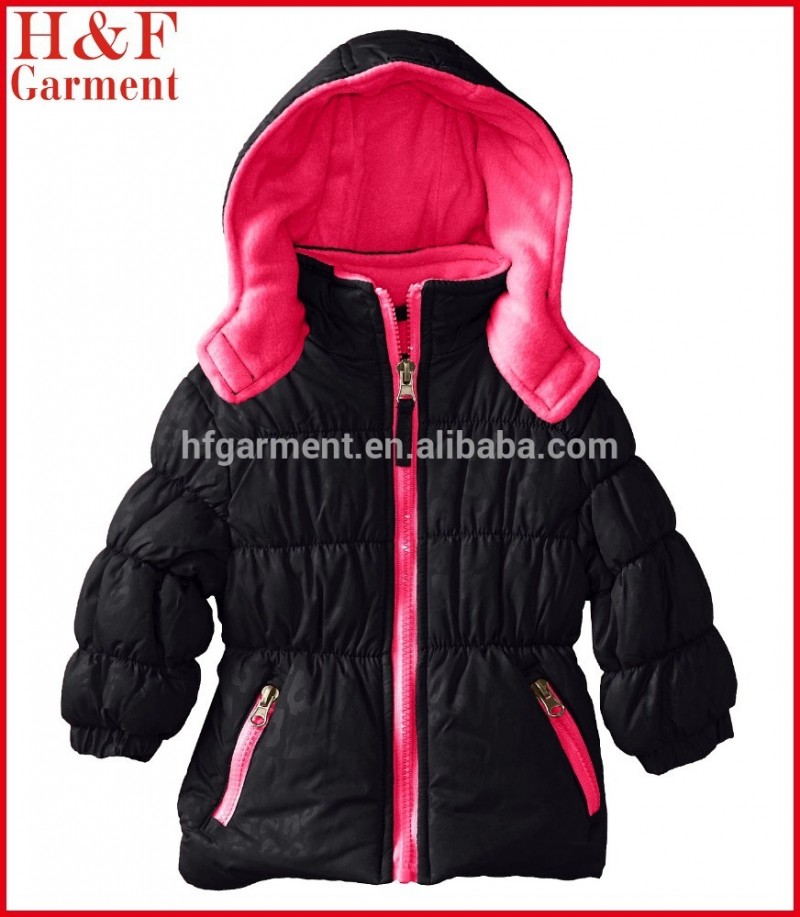 子供の冬のコートと黒で立っている襟と女の子のためのフリースフード-プラスサイズコート問屋・仕入れ・卸・卸売り