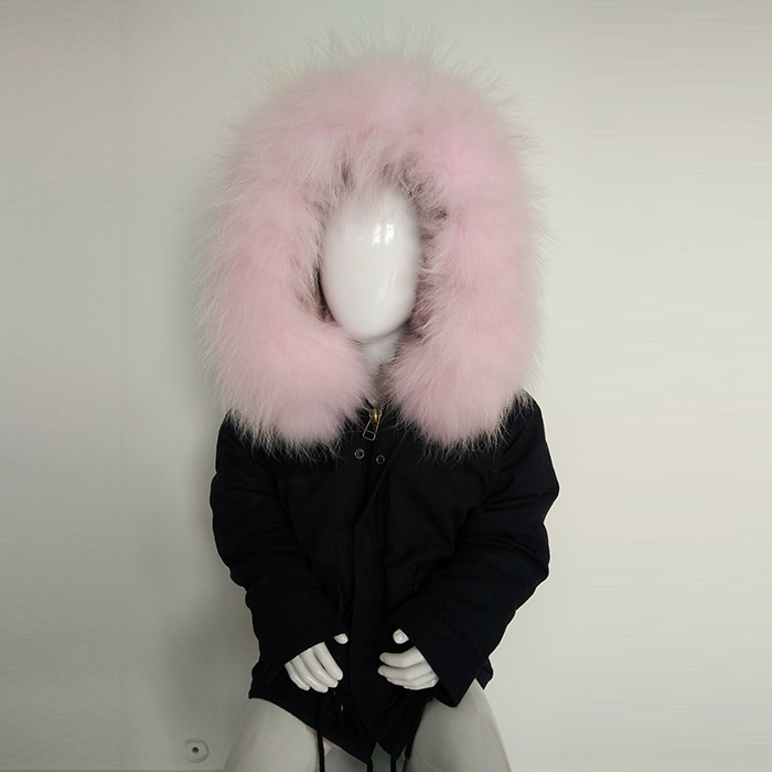 Myfurかわいい女の子ピンクアライグマの毛皮フード付きフォックス毛皮裏地綿防水パーカジャケット用キッズ-プラスサイズコート問屋・仕入れ・卸・卸売り