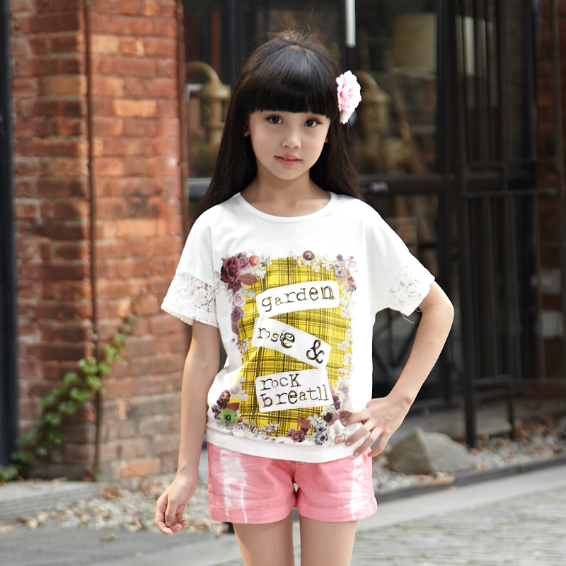2016熱い販売の子供の短い袖の女の子の夏の衣類ドレス、-キッズ服　Tシャツ問屋・仕入れ・卸・卸売り