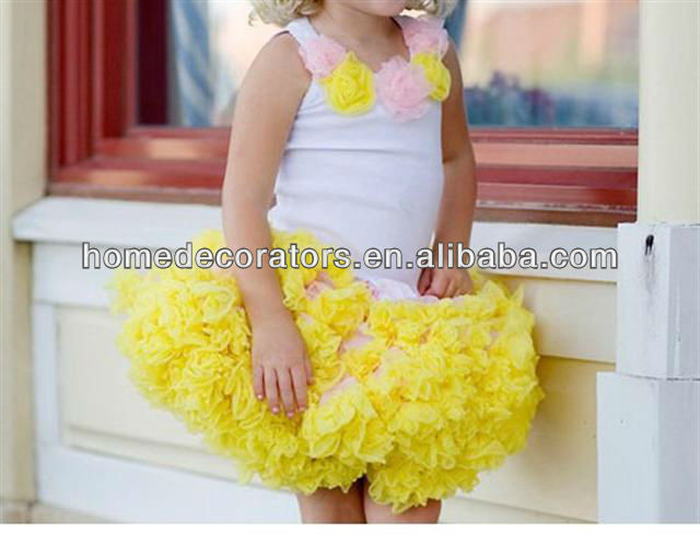 最新のスタイル2014年黄色ペチコート女の子のための-ジュニア服（女）スカート問屋・仕入れ・卸・卸売り