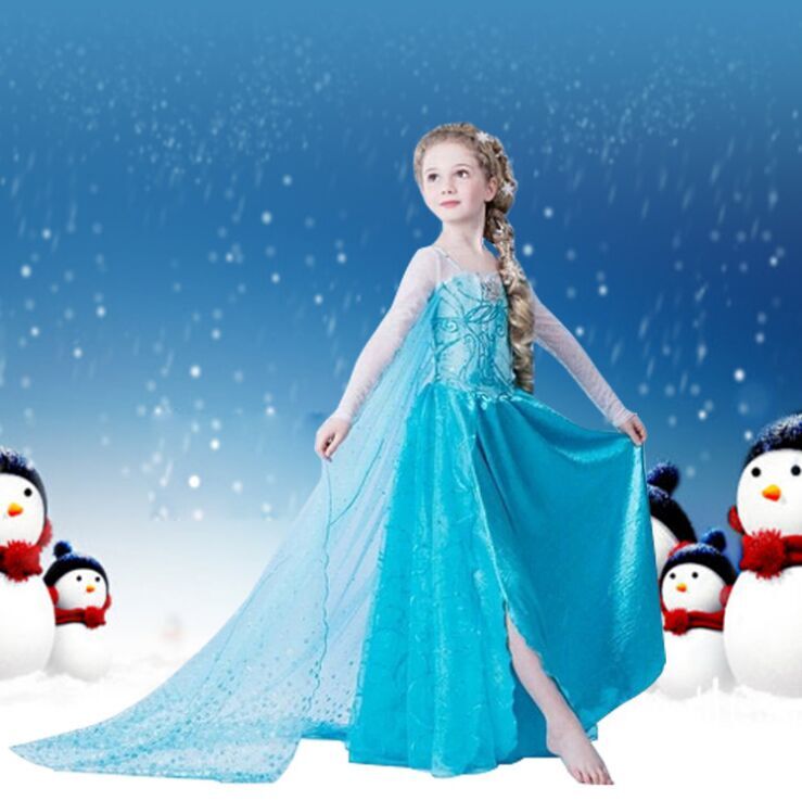 (工場供給)冷凍ドレス2016新しい女の子エルザ&アンナ冷凍ドレス女の子のためのプリンセスドレスパーティー衣装-ジュニア服（女）ドレス問屋・仕入れ・卸・卸売り