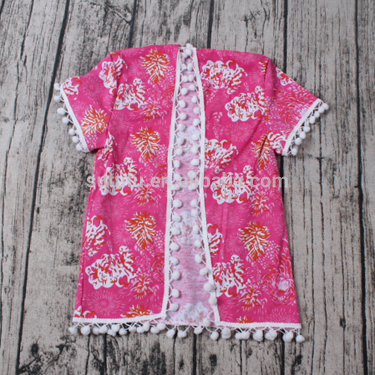 赤い花柄着物ポンポンボール赤ちゃんフロックデザインファンシードレスのための女の子2 10年新生児ベビー服-ジュニア服（女）ドレス問屋・仕入れ・卸・卸売り