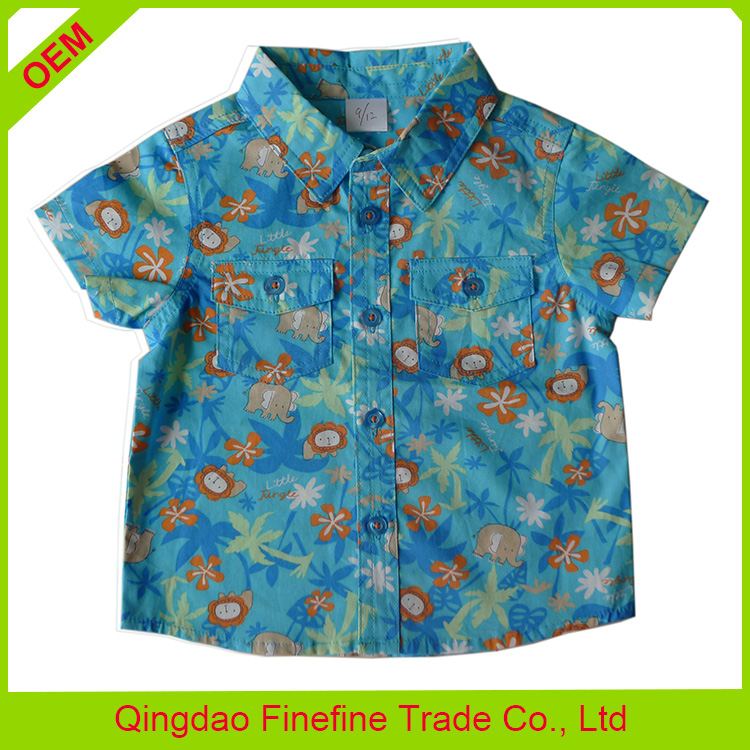 ハワイアン半袖プリントシャツ用赤ちゃん-ベビーシャツ、トップス問屋・仕入れ・卸・卸売り