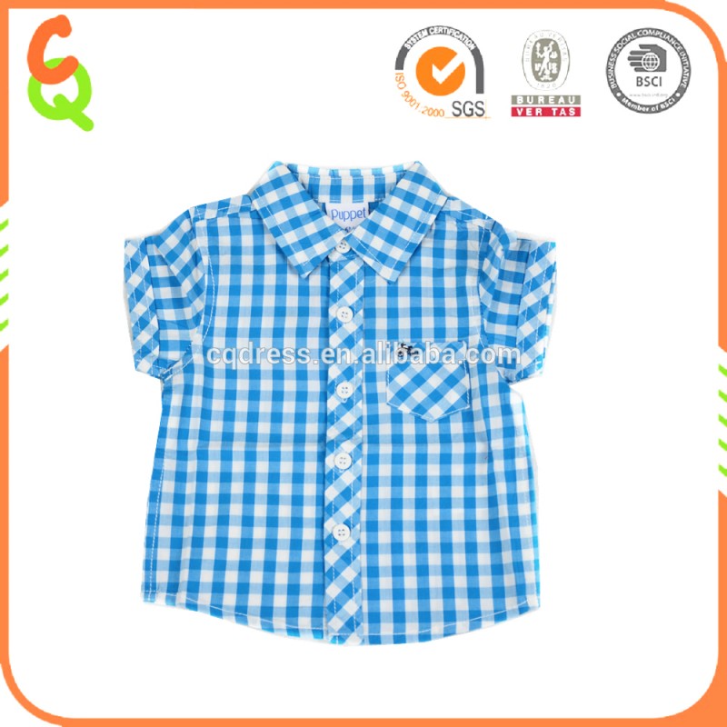 2016新デザイン高品質平野赤ちゃん男の子シャツでブルー色で刺繍-ベビーシャツ、トップス問屋・仕入れ・卸・卸売り