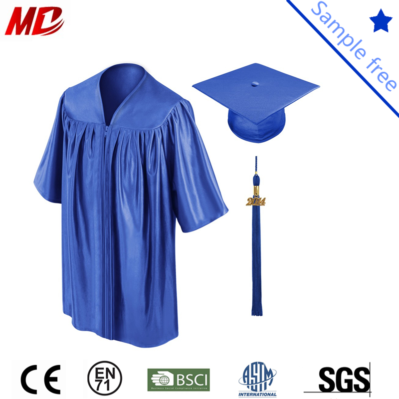 子供のための青い光沢のある卒業ガウンポリスター-学生服問屋・仕入れ・卸・卸売り