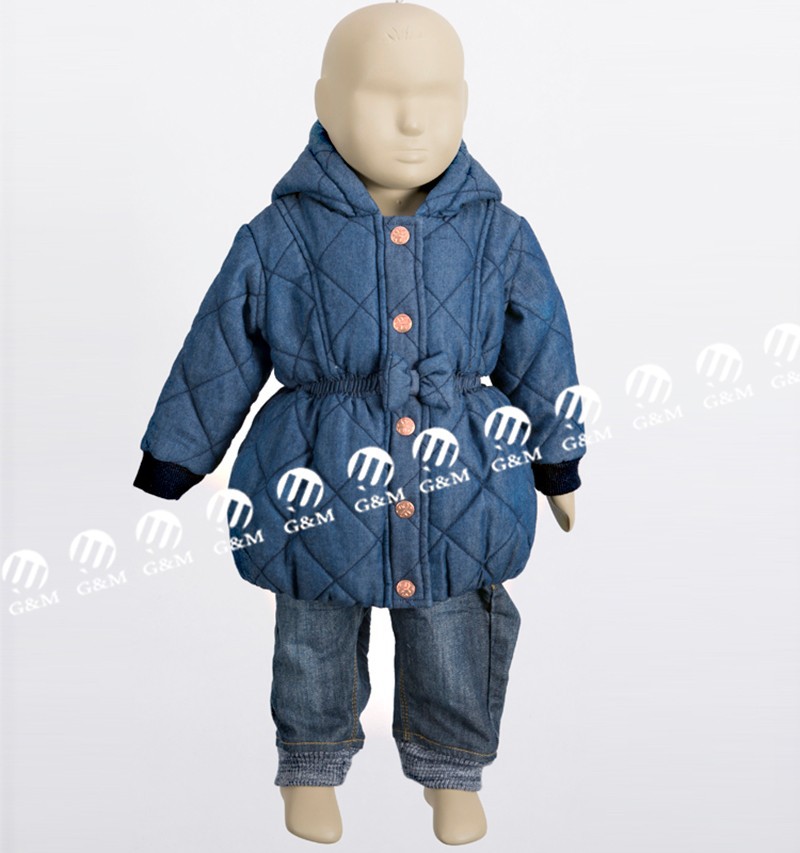 赤ちゃんの冬のコートキルティングデザインミックフーディを持つ弓ベルト-プラスサイズコート問屋・仕入れ・卸・卸売り