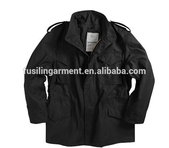 メンズ綿plolyestercanavasm-65ライニングが付いている黒軍フィールドジャケットコート-軍服問屋・仕入れ・卸・卸売り