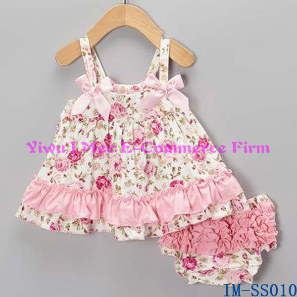 卸売子供のブティックの服かわいいニット綿の新生児の女の子スイングトップブルマフリル付きim-ss0102枚セット-ベビー服セット問屋・仕入れ・卸・卸売り