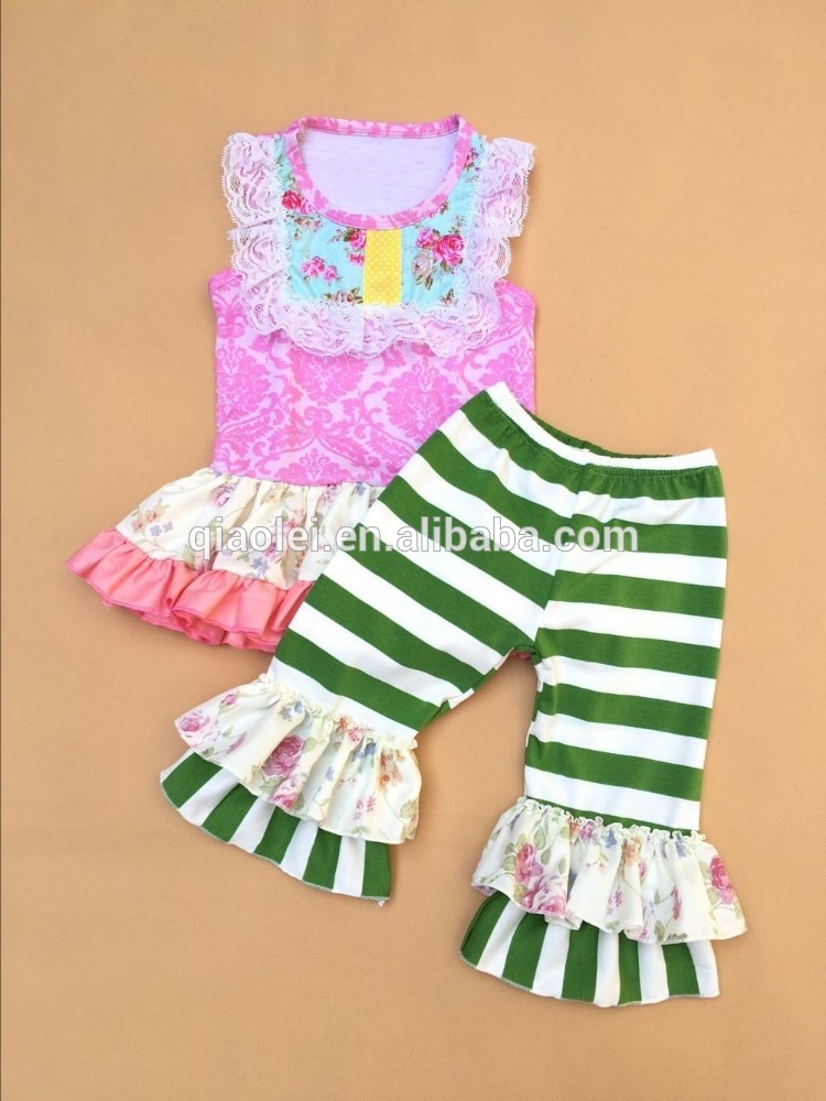 夏の女の子フリルショーツアウトフィット乳児&幼児服ブティックremakes女の子夏の服-ベビー服セット問屋・仕入れ・卸・卸売り