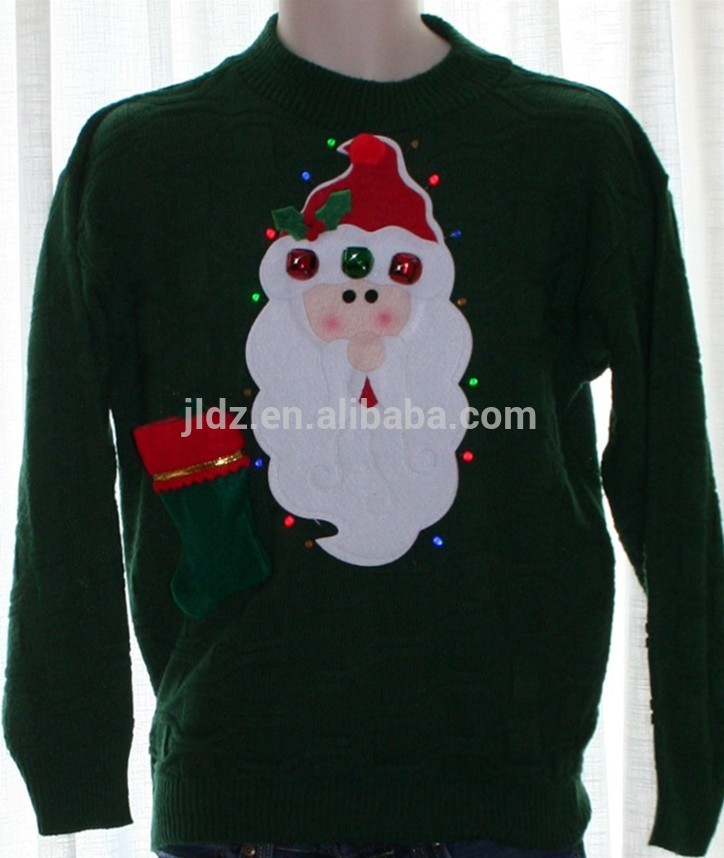 緑のクリスマス醜いカスタマイズされたledライトを付きセーター-セーター問屋・仕入れ・卸・卸売り