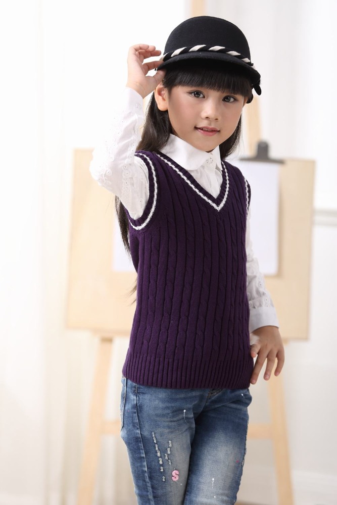 子供sleevelssセーター綿ベスト女の子のため-キッズ服　セーター問屋・仕入れ・卸・卸売り