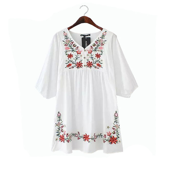 2016女性白い綿刺繍入りブラウス-プラスサイズシャツ、ブラウス問屋・仕入れ・卸・卸売り