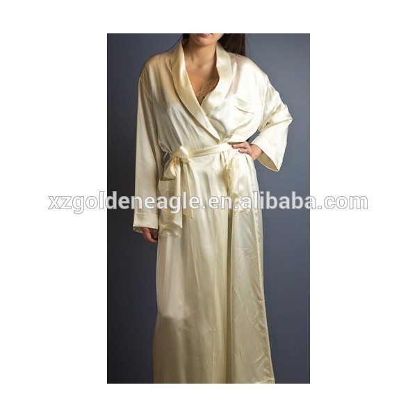 象牙100％絹の着物ローブ-パジャマ、寝間着問屋・仕入れ・卸・卸売り