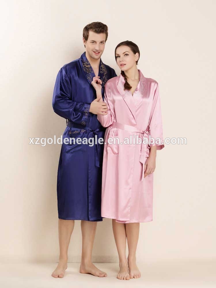 魅力的な女性用パジャマシルクメンズバスローブカップル純粋な絹のローブ-パジャマ、寝間着問屋・仕入れ・卸・卸売り