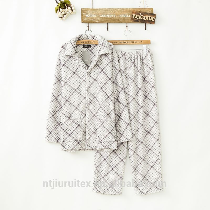 冬男性格子縞の粉末豪華なフリースのパジャマセット、部屋着のため男性-パジャマ問屋・仕入れ・卸・卸売り