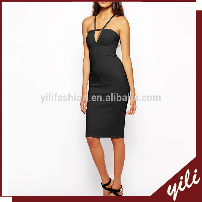 2014新しいホルターネックボディコン黒ショートウエディングドレス-プラスサイズドレス、スカート問屋・仕入れ・卸・卸売り