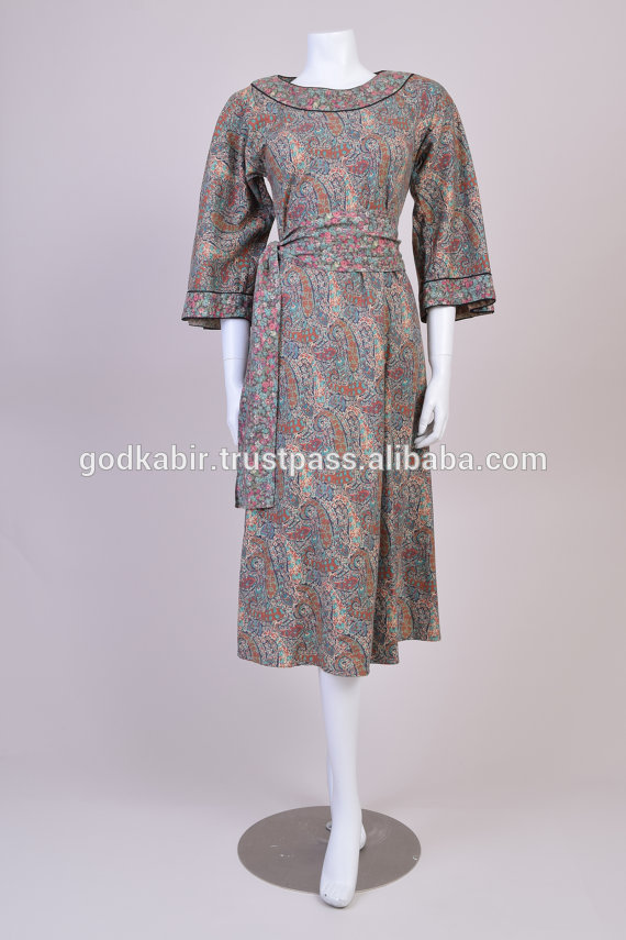 美しい uniqye スタイル販売ヴィンテージドレス 1970 s リバティプリント ドレス による hilderbrand で対照的な花スカーフ プリント ドレス-問屋・仕入れ・卸・卸売り