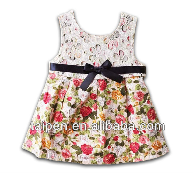 綿100％愛らしい子供たちのノースリーブのドレス夏の子供の女の子の花のドレス-ジュニア服（女）ドレス問屋・仕入れ・卸・卸売り