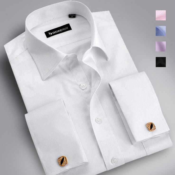 メンズファッションロングスリーブドレスシャツフレンチカフスシャツ-紳士用シャツ問屋・仕入れ・卸・卸売り