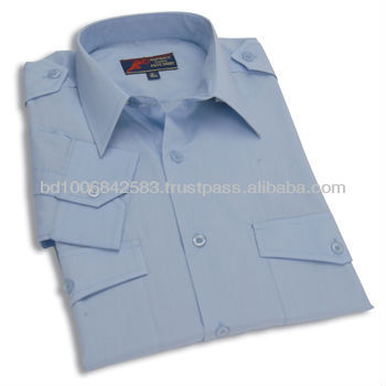 航空会社のパイロットのメンズシャツ、 ポリエステル65％綿35％または100％綿-紳士用シャツ問屋・仕入れ・卸・卸売り