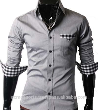 最新のデザインメンズスリムフィットドレスシャツ用ビジネス製造-紳士用シャツ問屋・仕入れ・卸・卸売り